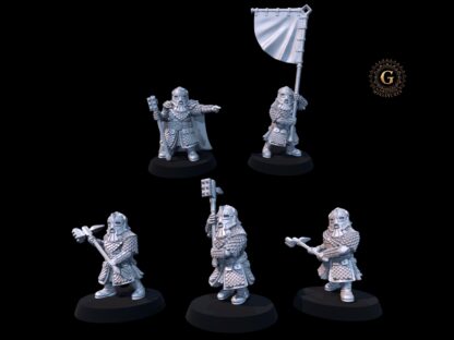 Dwarf Hammerers & Command 5 Figures 28mm 1/56 Unpainted - Image 2