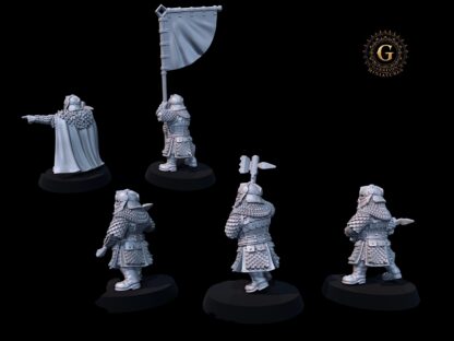 Dwarf Hammerers & Command 5 Figures 28mm 1/56 Unpainted - Image 4