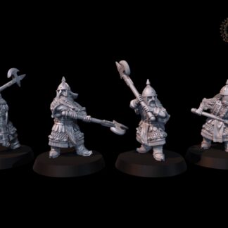 Dwarf Warriors with Polearms, X4 28mm 1/56 Unpainted Wargames Collectors Figures