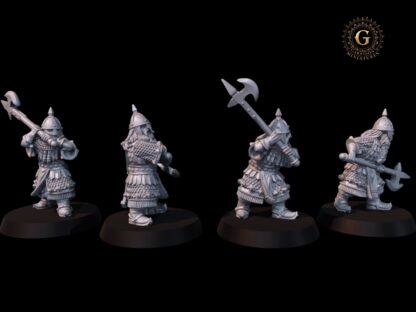 Dwarf Warriors with Polearms, X4 28mm 1/56 Unpainted Wargames Collectors Figures - Image 3