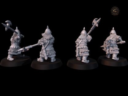 Dwarf Warriors with Polearms, X4 28mm 1/56 Unpainted Wargames Collectors Figures - Image 4