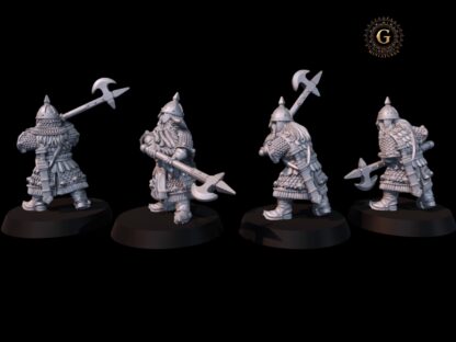 Dwarf Warriors with Polearms, X4 28mm 1/56 Unpainted Wargames Collectors Figures - Image 5