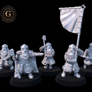 Dwarf Hammerers & Command 5 Figures 28mm 1/56 Unpainted