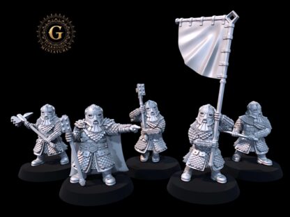 Dwarf Hammerers & Command 5 Figures 28mm 1/56 Unpainted