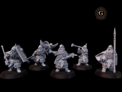 Dwarf Commanders X5 28mm 1/56 Unpainted Wargames Collectors Figures