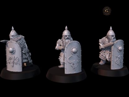 Dwarf Warriors Spears,Tower Shields X3 28mm 1/56 Unpainted Wargame Collectors Figures (Copy)