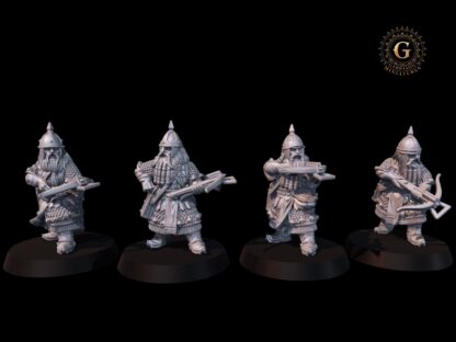 Dwarf Warriors with Crossbows, X4 28mm 1/56 Unpainted Wargames Collectors Figures (Copy) - Image 2