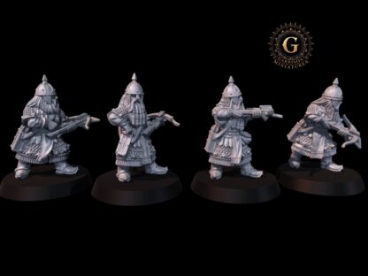 Dwarf Warriors with Crossbows, X4 28mm 1/56 Unpainted Wargames Collectors Figures (Copy) - Image 4